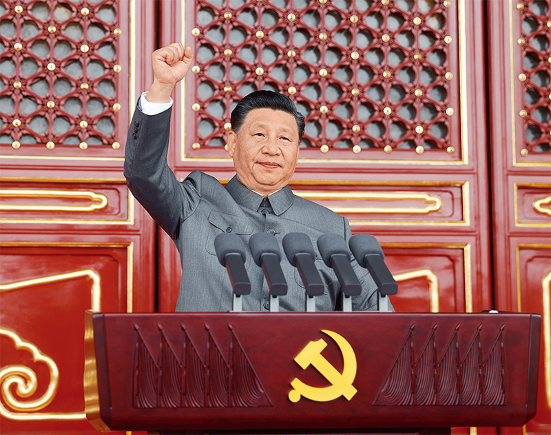 　2021年7月1日，慶祝中國共產黨成立100周年大會在北京天安門廣場隆重舉行。中共中央總書記、國家主席、中央軍委主席習近平發表重要講話。 新華社記者 鞠鵬/攝