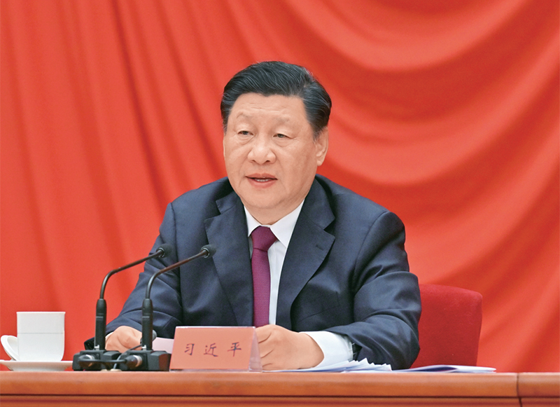 2022年5月10日，慶祝中國共產(chǎn)主義青年團成立100周年大會在北京人民大會堂隆重舉行。中共中央總書記、國家主席、中央軍委主席習(xí)近平在大會上發(fā)表重要講話。 新華社記者 岳月偉/攝
